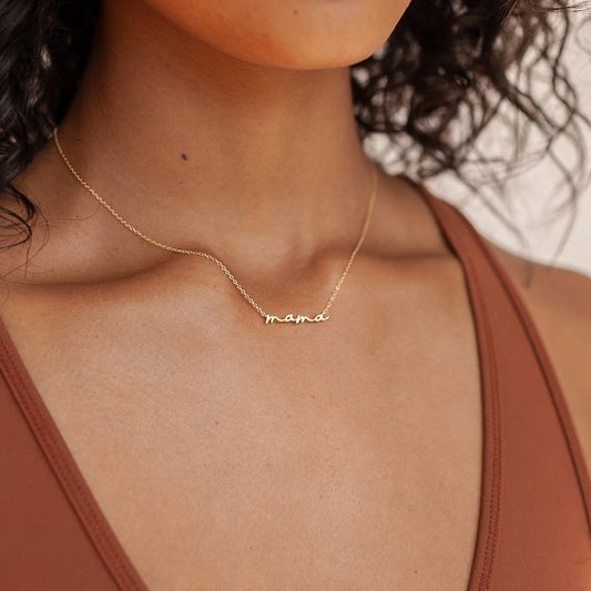 Dainty Mama Necklace by Caitlyn Minimalist in Sterling Silver, Gold & Rose Gold • Mom Necklace • Perfect Gift for Mom