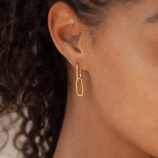 Dangle Link Earrings by Caitlyn Minimalist • Cable Link Earrings • Minimalist Gold Earrings • Perfect Gift for Her